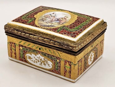 19th C. Viennese Enamel On Porcelain Trinket Box
