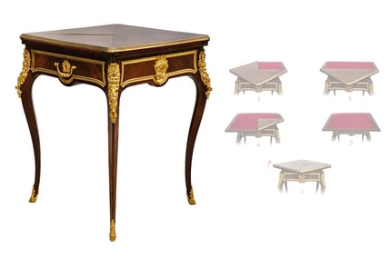 19th Century Figural Gilt Bronze Mounted Envelope Game-Table By François Linke