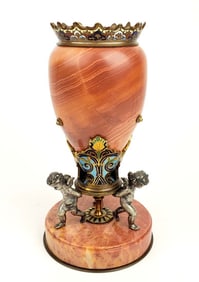 19th C. French Champleve Figural Centerpiece