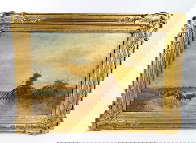 19th C. Russian Oil on Canvas of Farm Scene, C. 1869