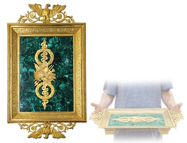 19th C. French Empire Bronze Malachite Tray