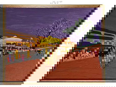 Oil On Canvas Modern Street Painting 'Traffic' Circa 1981, Signed By Cole