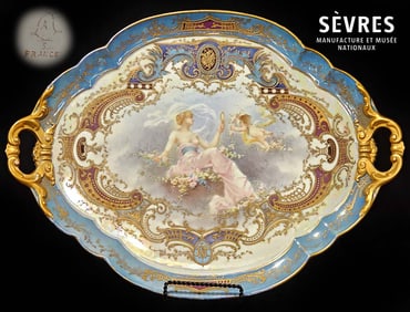19th C. French Hand Painted Sevres Tray