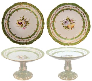 Pair Of 19th C. French Botanical Pedestal Cake Plates