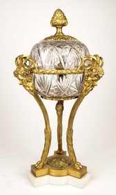 19th C. French Bronze & Baccarat Crystal Figural Centerpiece