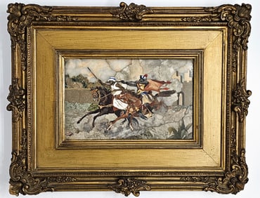 19th C. Italian Orientalist Pietro Dura Plaque, Framed