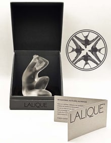 Lalique 'Seated Nude Lady' Frosted Crystal Figurine