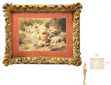 Floral 'Still Life' Oil On Canvas Painting, Signed By M Cabot