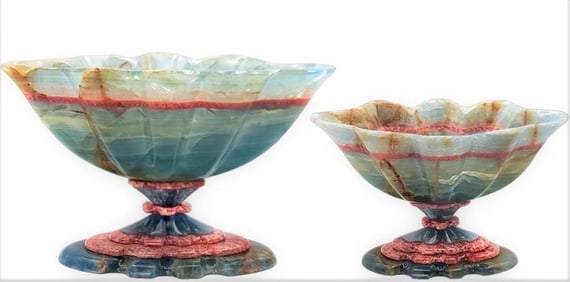 Lot Of Two Quartz And Rhodonite Tazas