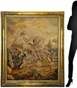 Large 19th C. French Framed Tapestry