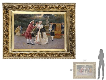 Italian Oil On Canvas Painting By Antonio Zoppi (1860-1926) Circa 1906