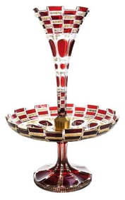 19th C. Bohemian Git Glass Epergne