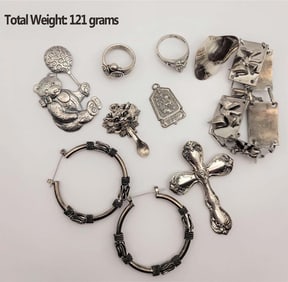 Lot Of 9 Sterling .925 Silver Jewelry