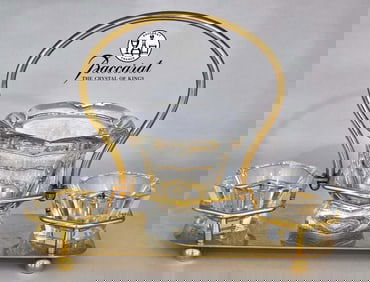 Baccarat Glass Condiment Caddy Bowl Set