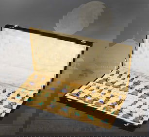 Jaipur, India 20th C. Silver & Enamel Chess Set