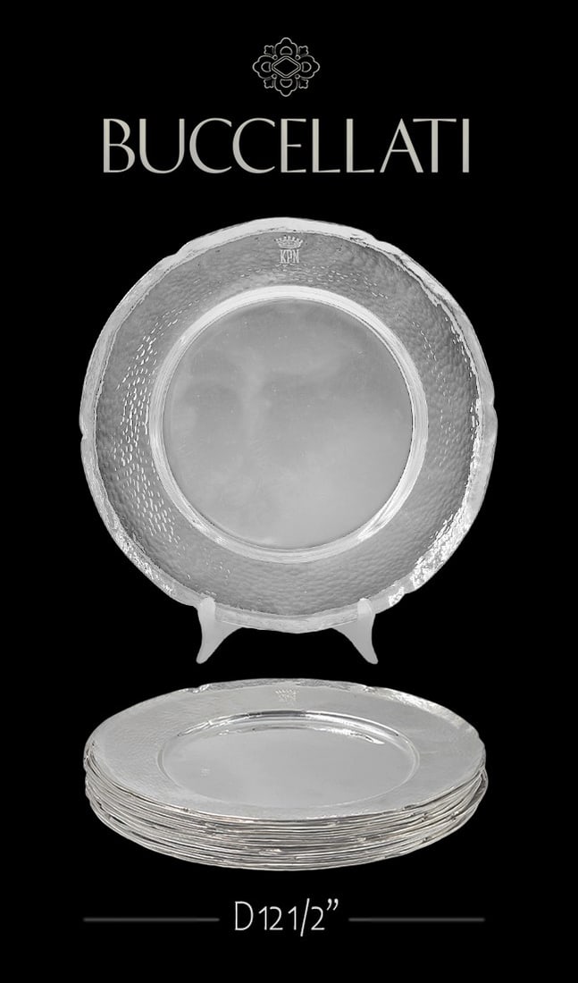 A Set Of Twelve Mid Century Buccellati Plates: A Set Of Twelve Mid Century Buccellati Plates. D: 12 1/2" (~7720g)
