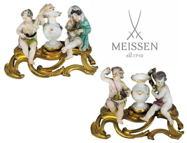 Pair Of 19th C. Gilt Bronze Mounted Meissen Porcelain Groups