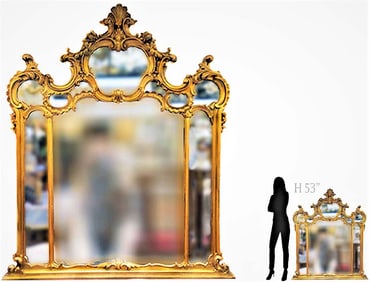 Large 19th C. Gilt Wood Over Mantel Wall Mirror