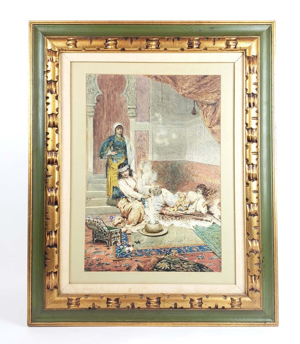 19th C. Orientalist Riva Ronia Signed Watercolor (1 of 5)