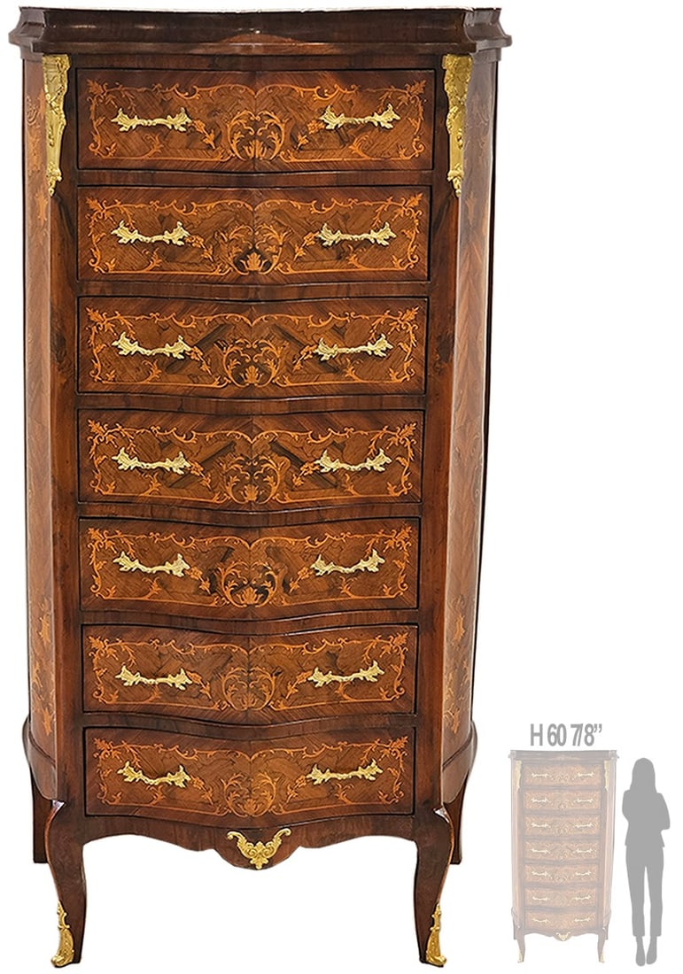 19th C. French Louis XV Style Marquetry Chest Of Drawers (1 of 9)