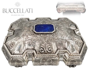 Large Heavy Mario Buccellati 800 Silver And Lapis Lazuli On The Box