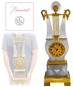 19th C. French Baccarat Crystal Bronze Mounted Clock
