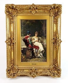 19th C. Pelusa Signed Oil on Board