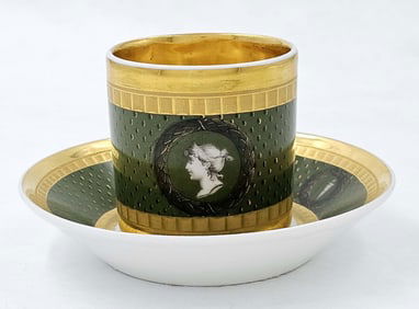 Royal Vienna Style Green Cup & Saucer