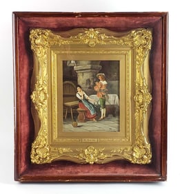 19th C. P. Macri Oil On Board Framed in Case