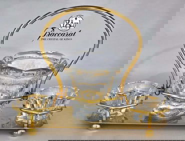 Baccarat Glass Condiment Caddy Bowl Set