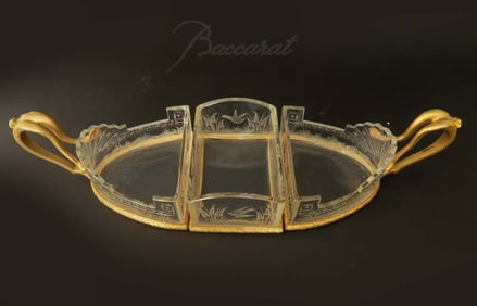 19th Century Baccarat Bronze 3 Pieces Centerpiece