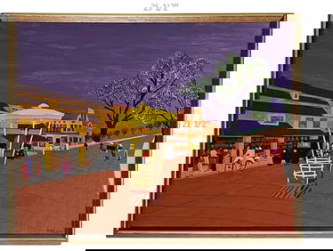 Oil On Canvas Modern Street Painting 'Traffic' Circa 1981, Signed By Cole