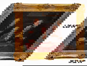 19th C. Framed Oil on Canvas, Signed