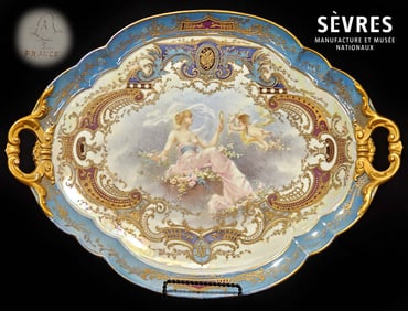19th C. French Hand Painted Sevres Tray