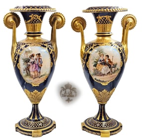 Pair Of Late 19th C. Royal Vienna Style Vases
