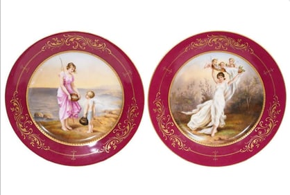 Pair of 19th C. Royal Vienna Mythological Cabinet Plates