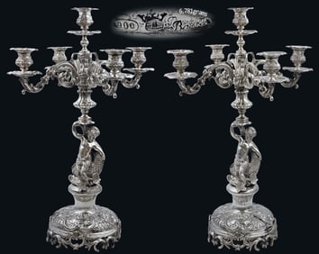 Pair of 900 Silver (6,781g) Figural Candelabras
