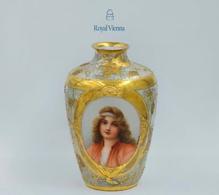 19th C. Hand Painted Royal Vienna Porcelain Vase Signed By Wagner