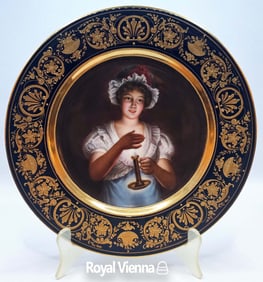 19th C. Royal Vienna Porcelain 'Girl With A Candlestick' Portrait Plate
