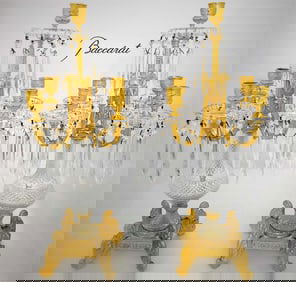 Pair Of 19th C. Museum Quality Gilt Bronze Mounted Baccarat Crystal Candelabras