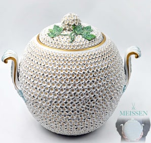19th C. Snowball Meissen Porcelain Punch Bowl