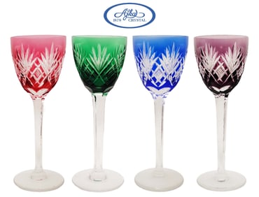 Set Of 4 Ajka Of Hungary Crystal Wine Glasses