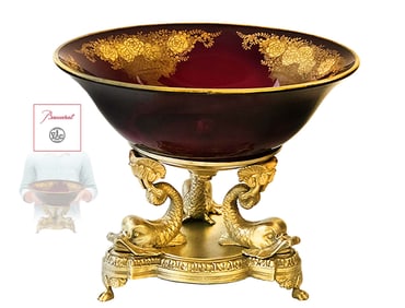 19th C. French Figural Bronze with Baccarat Ruby Crystal