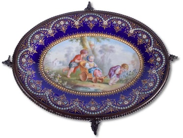 19th C. French Enamel Jewelled Tazza