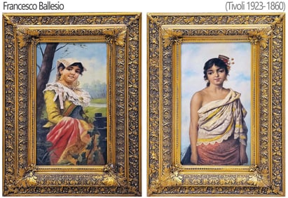 Pair Of 19th C. (1860-1923) Francesco Ballesio Oil On Canvas Paintings, Signed