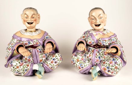 Pair of KPM Meissen Style Porcelain Moving Figures