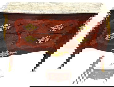 19th Century Louis XV Style Bronze Marquetry Commode