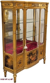 19th Century French Vernis Martin Bronze Mounted Gold Wood Vitrine