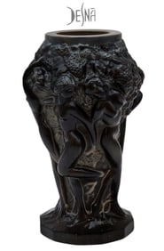 Vintage Bohemian Desna Nude Angels Smoked Crystal Vase