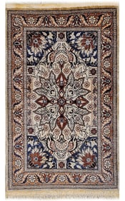 Iran Hand Knotted Silk Persian Rug Leaf Pattern